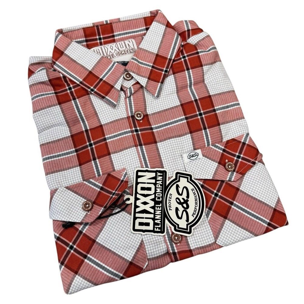 Dixxon NEW Men's Sz M "S & S 2020" Orange/White Plaid Flannel Button Front Shirt